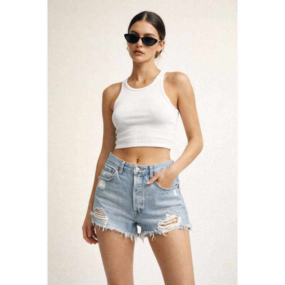 Levi’s 501 cutoffs vintage wash distressed micro shorts 90s model off duty 34W